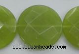 CKA268 15.5 inches 30mm faceted coin Korean jade gemstone beads