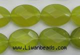 CKA272 15.5 inches 15*20mm faceted oval Korean jade gemstone beads