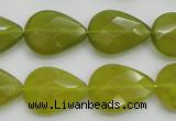 CKA275 15.5 inches 15*20mm faceted flat teardrop Korean jade gemstone beads