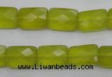 CKA280 15.5 inches 10*14mm faceted rectangle Korean jade gemstone beads