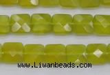 CKA285 15.5 inches 10*10mm faceted square Korean jade gemstone beads