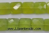 CKA286 15.5 inches 14*14mm faceted square Korean jade gemstone beads