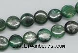 CKC107 16 inches 10mm flat round natural green kyanite beads wholesale