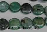 CKC60 15.5 inches 14mm flat round natural green kyanite beads