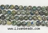 CKJ489 15.5 inches 10mm flat round natural k2 jasper beads