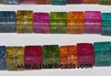 CKQ115 15.5 inches 8*8mm cube dyed crackle quartz beads