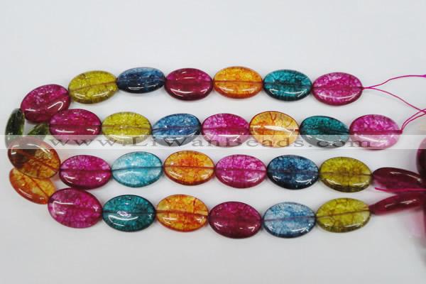 CKQ121 15.5 inches 18*25mm oval dyed crackle quartz beads