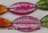 CKQ124 15.5 inches 15*30mm marquise dyed crackle quartz beads