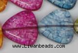 CKQ137 15.5 inches 30*30mm triangle dyed crackle quartz beads