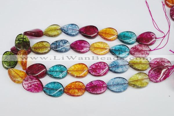 CKQ139 15.5 inches 18*25mm twisted oval dyed crackle quartz beads