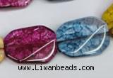 CKQ143 15.5 inches 20*30mm twisted rectangle dyed crackle quartz beads