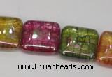 CKQ155 15.5 inches 20*20mm square AB-color crackle quartz beads