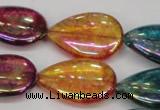 CKQ158 15.5 inches 18*25mm flat teardrop AB-color crackle quartz beads