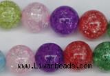 CKQ16 15.5 inches 14mm round dyed crackle quartz beads wholesale