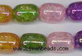 CKQ172 15.5 inches 13*18mm drum AB-color crackle quartz beads