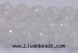 CKQ344 15.5 inches 8mm faceted round dyed crackle quartz beads