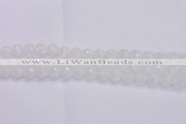 CKQ346 15.5 inches 12mm faceted round dyed crackle quartz beads