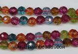 CKQ41 15.5 inches 6mm faceted round dyed crackle quartz beads