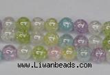 CKQ61 15.5 inches 6mm round AB-color dyed crackle quartz beads