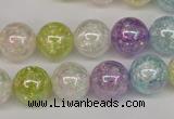 CKQ64 15.5 inches 12mm round AB-color dyed crackle quartz beads