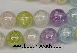 CKQ65 15.5 inches 14mm round AB-color dyed crackle quartz beads