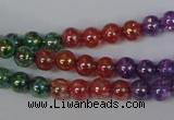 CKQ71 15.5 inches 6mm round AB-color dyed crackle quartz beads