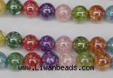 CKQ72 15.5 inches 8mm round AB-color dyed crackle quartz beads