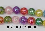 CKQ73 15.5 inches 10mm round AB-color dyed crackle quartz beads