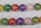 CKQ75 15.5 inches 14mm round AB-color dyed crackle quartz beads