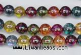 CKQ82 15.5 inches 8mm round AB-color dyed crackle quartz beads