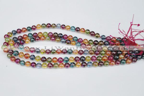 CKQ82 15.5 inches 8mm round AB-color dyed crackle quartz beads