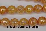 CKQ92 15.5 inches 8mm round AB-color dyed crackle quartz beads