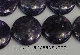 CKU38 15.5 inches 20mm flat round purple kunzite beads wholesale