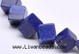 CLA40 oblique-drilled cubic 10*10*10mm dyed lapis lazuli beads