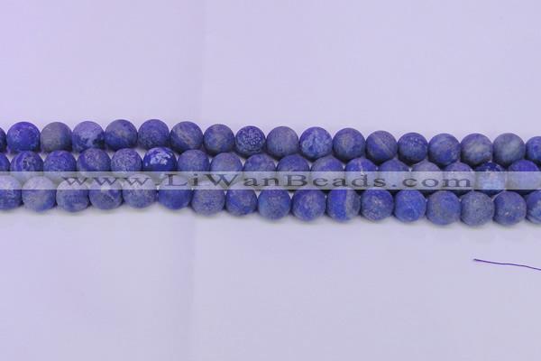 CLA61 15.5 inches 6mm round matte lapis lazuli beads