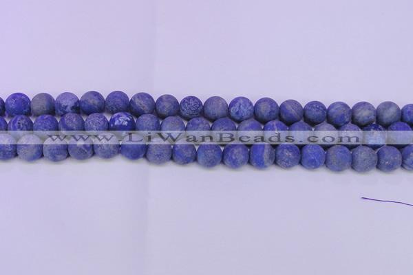 CLA63 15.5 inches 10mm round matte lapis lazuli beads