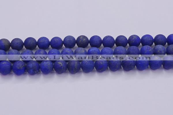 CLA74 15.5 inches 12mm round matte lapis lazuli beads wholesale