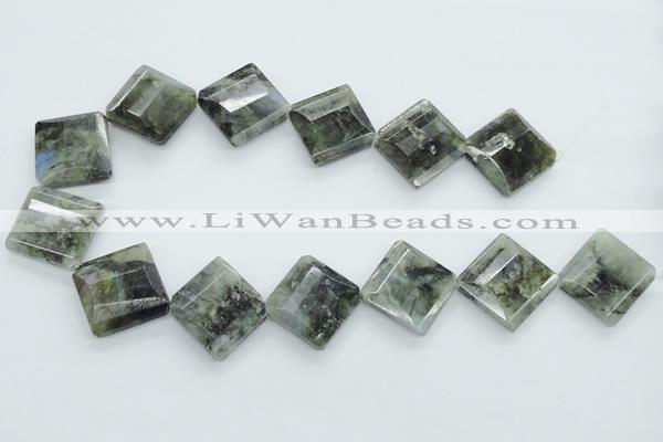 CLB127 15.5 inches 25*25mm faceted diamond labradorite gemstone beads