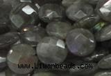 CLB14 16 inches 14mm faceted coin labradorite gemstone beads