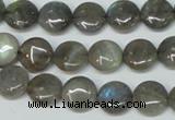 CLB168 15.5 inches 12mm flat round labradorite gemstone beads