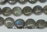 CLB169 15.5 inches 14mm flat round labradorite gemstone beads