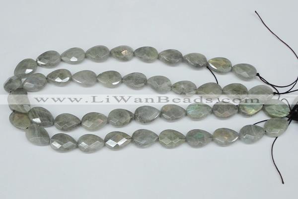 CLB185 15.5 inches 13*18mm faceted flat teardrop labradorite beads