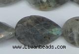 CLB186 15.5 inches 20*30mm faceted flat teardrop labradorite beads