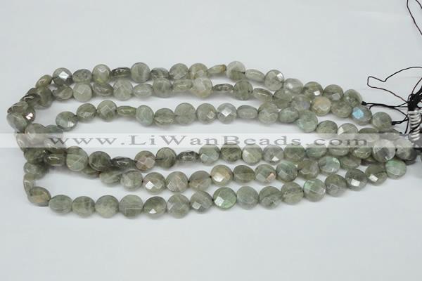 CLB190 15.5 inches 10mm faceted coin labradorite gemstone beads