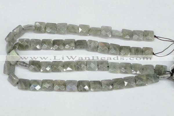 CLB201 15.5 inches 14*14mm faceted square labradorite beads