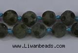 CLB230 15.5 inches 10mm faceted round matte labradorite beads