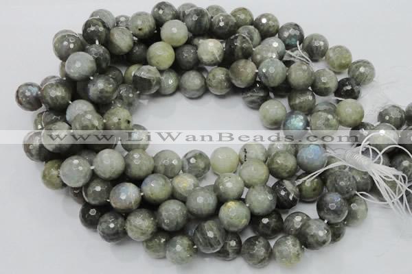 CLB25 15.5 inches 14mm faceted round labradorite gemstone beads