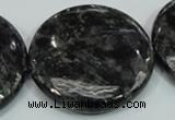 CLB315 15.5 inches 40mm flat round black labradorite gemstone beads