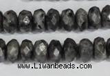 CLB322 15.5 inches 6*12mm faceted rondelle black labradorite beads