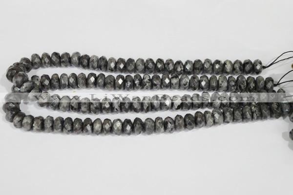 CLB322 15.5 inches 6*12mm faceted rondelle black labradorite beads